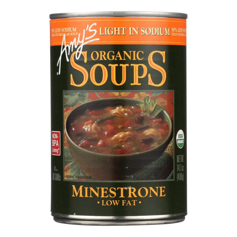 Amy's, Organic Light Sodium Low Fat Minestrone Soup, 14.1 Oz