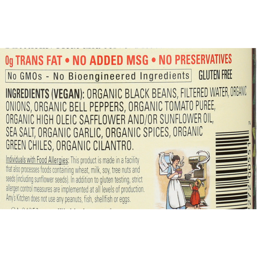 Amy's, Organic Vegetarian Refried Black Beans, 15.4 Oz