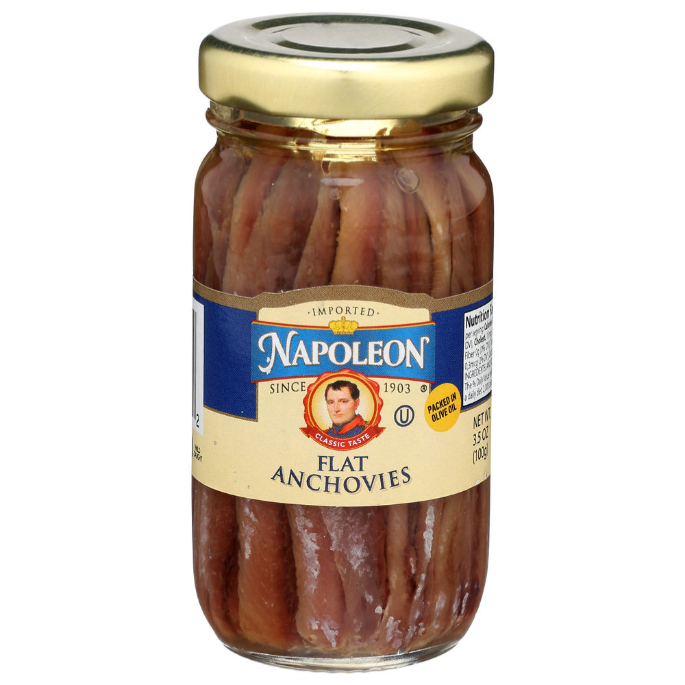 Napoleon Co., Flat Anchovies Packed In Olive Oil, 3.5 Oz