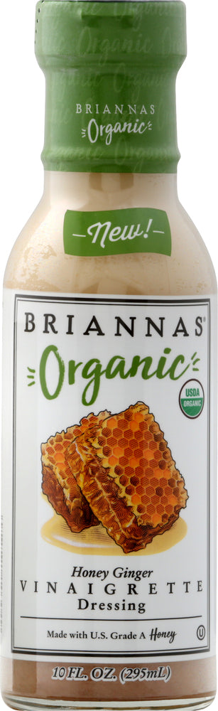 Briannas, Organic Honey Ginger Vinaigrette Dressing, 10 Oz