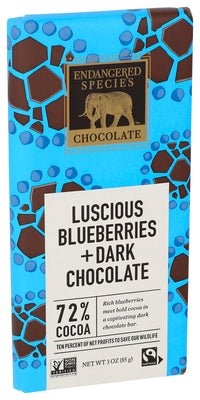 Endangered Species, Luscious Blueberries and Dark Chocolate, 72% Cocoa, 3 Oz