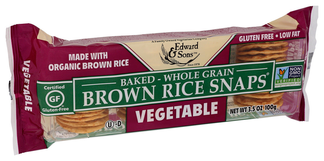 Edward & Sons, Organic Vegetable Brown Rice Snaps, 3.5 Oz