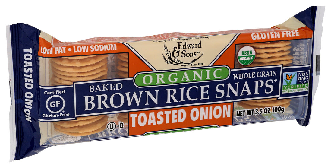 Edward & Sons, Organic Toasted Onion Brown Rice Snaps, 3.5 Oz