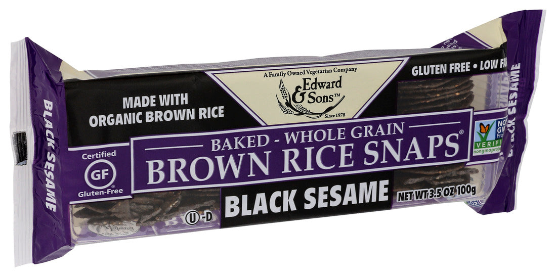 Edward & Sons, Black Sesame Brown Rice Snaps, 3.5 Oz