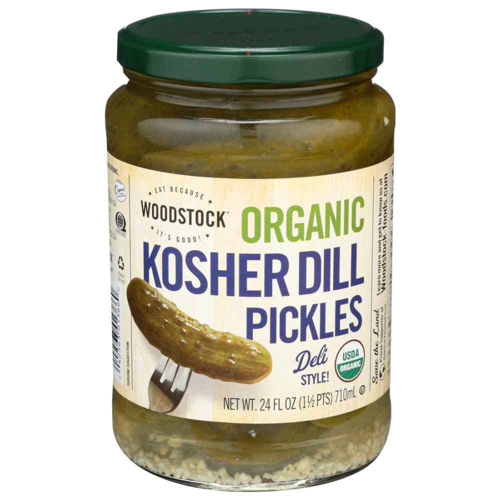 Woodstock Foods, Organic Kosher Whole Deli Style Dill Pickles, 24 Oz