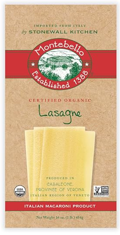 Montebello, Organic Lasagne Pasta, 16 Oz