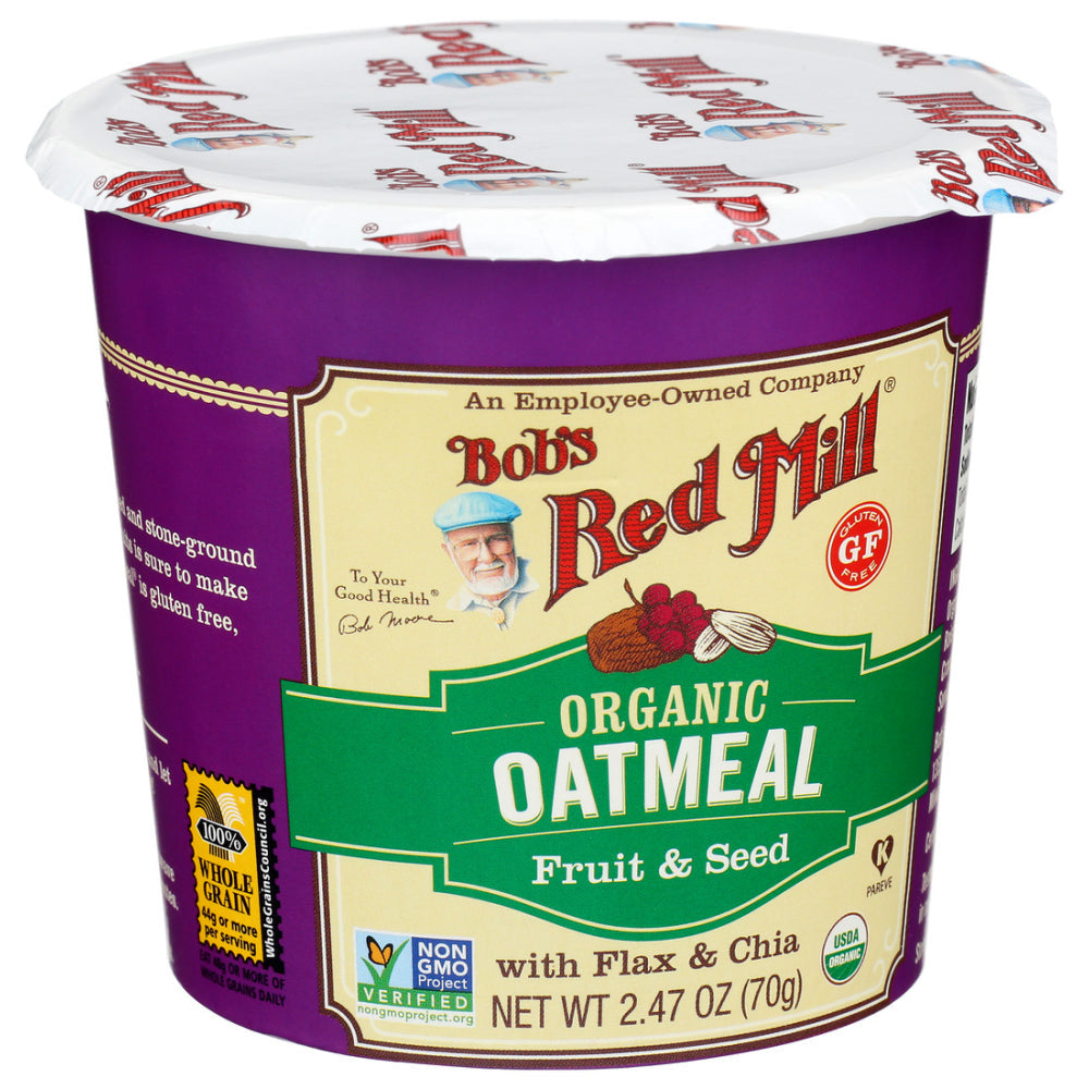 Bob's Red Mill, Organic Gluten Free Oatmeal Cup, Fruit And Seed, 2.47 Oz