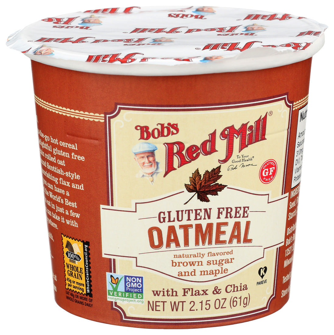 Bob's Red Mill, Gluten Free Oatmeal Cup, Brown Sugar And Maple, 2.15 Oz