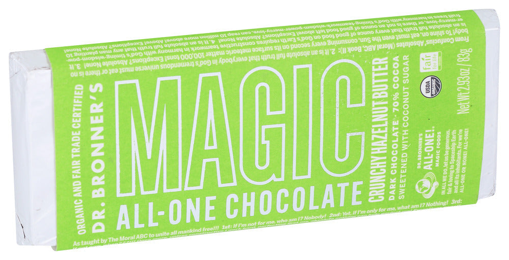 Dr. Bronner's, Magic All-one Chocolate, Crunchy Hazelnut Butter Dark Chocolate, 2.93 Oz