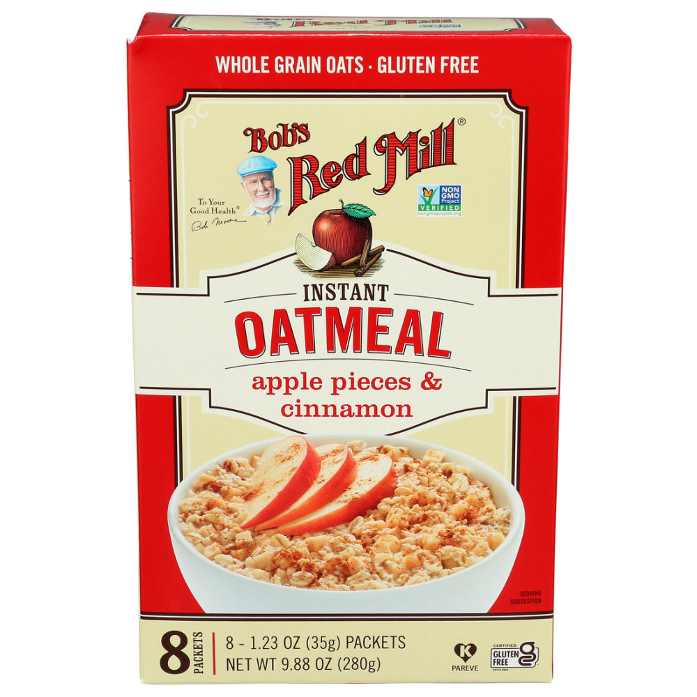 Bob's Red Mill, Instant Oatmeal, Apple Pieces And Cinnamon, Gluten Free Packets, Pack of 8/1.23 Oz