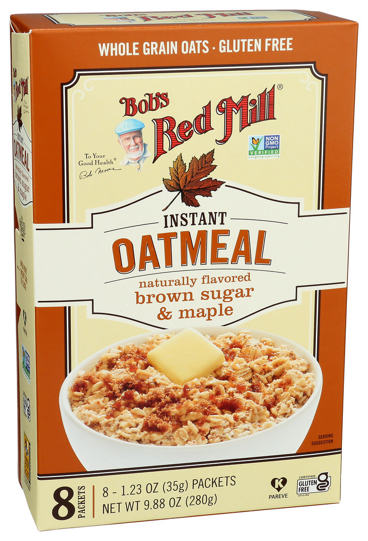 Bob's Red Mill, Instant Oatmeal, Brown Sugar And Maple, Gluten Free, Pack of 8/1.23 Oz