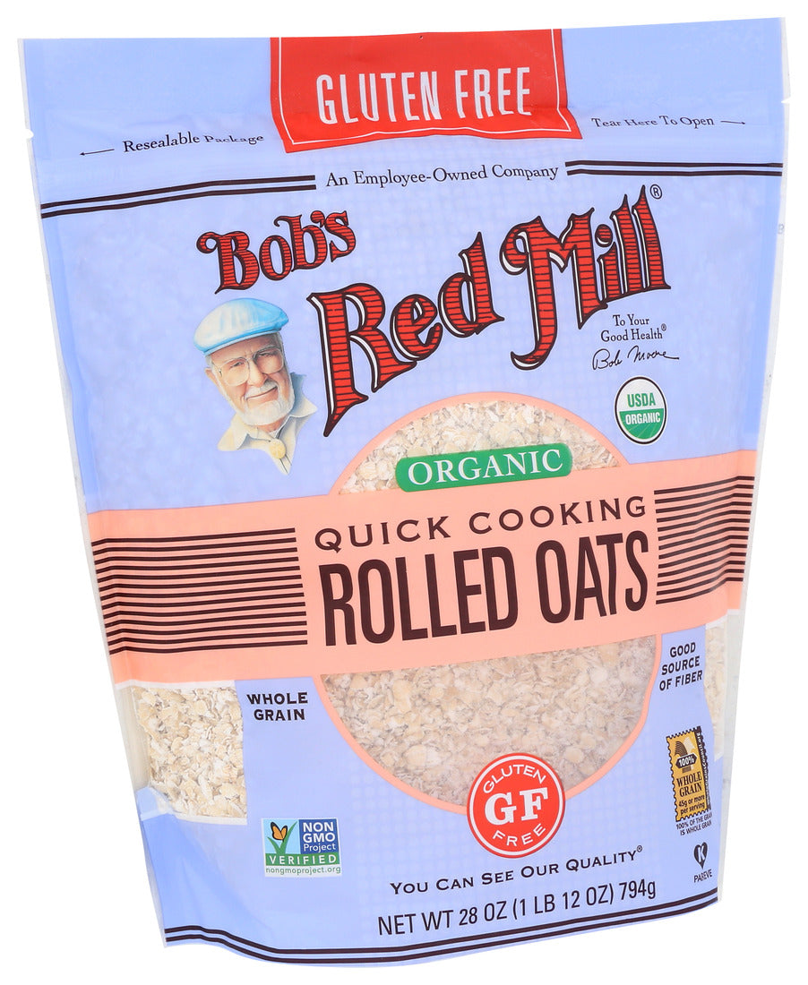 Bob's Red Mill, Organic Quick Cooking Rolled Oats, Gluten Free, 28 Oz