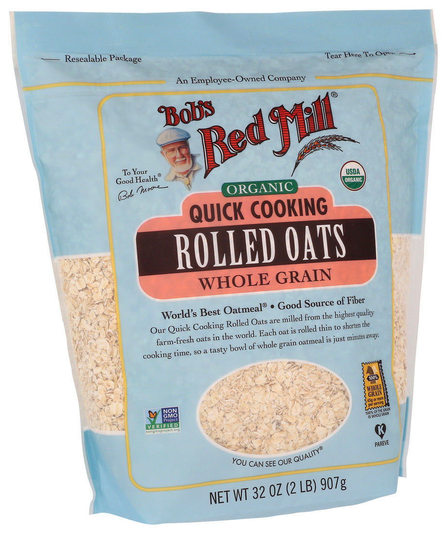 Bob's Red Mill, Organic Quick Cooking Rolled Oats, Whole Grain, 32 Oz