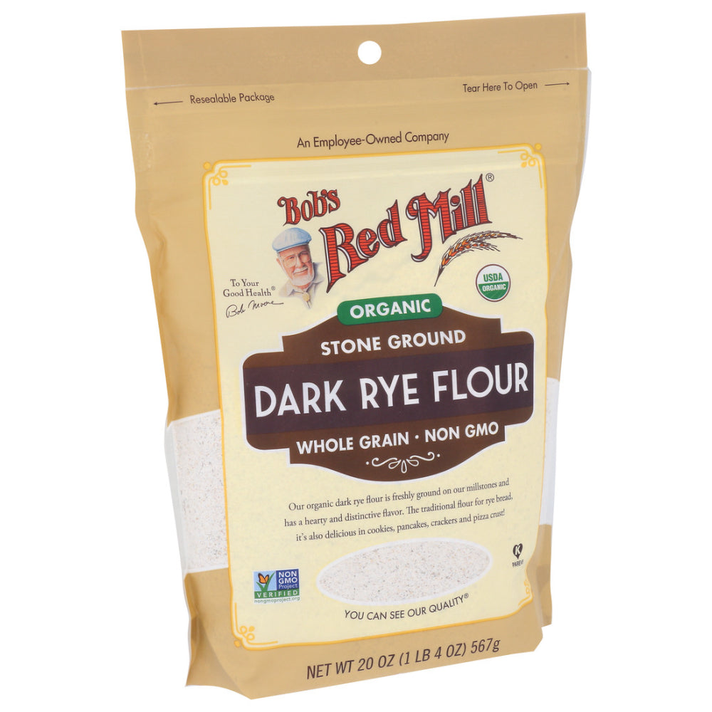 Bob's Red Mill, Organic Dark Rye Flour, Whole Grain, 20 Oz