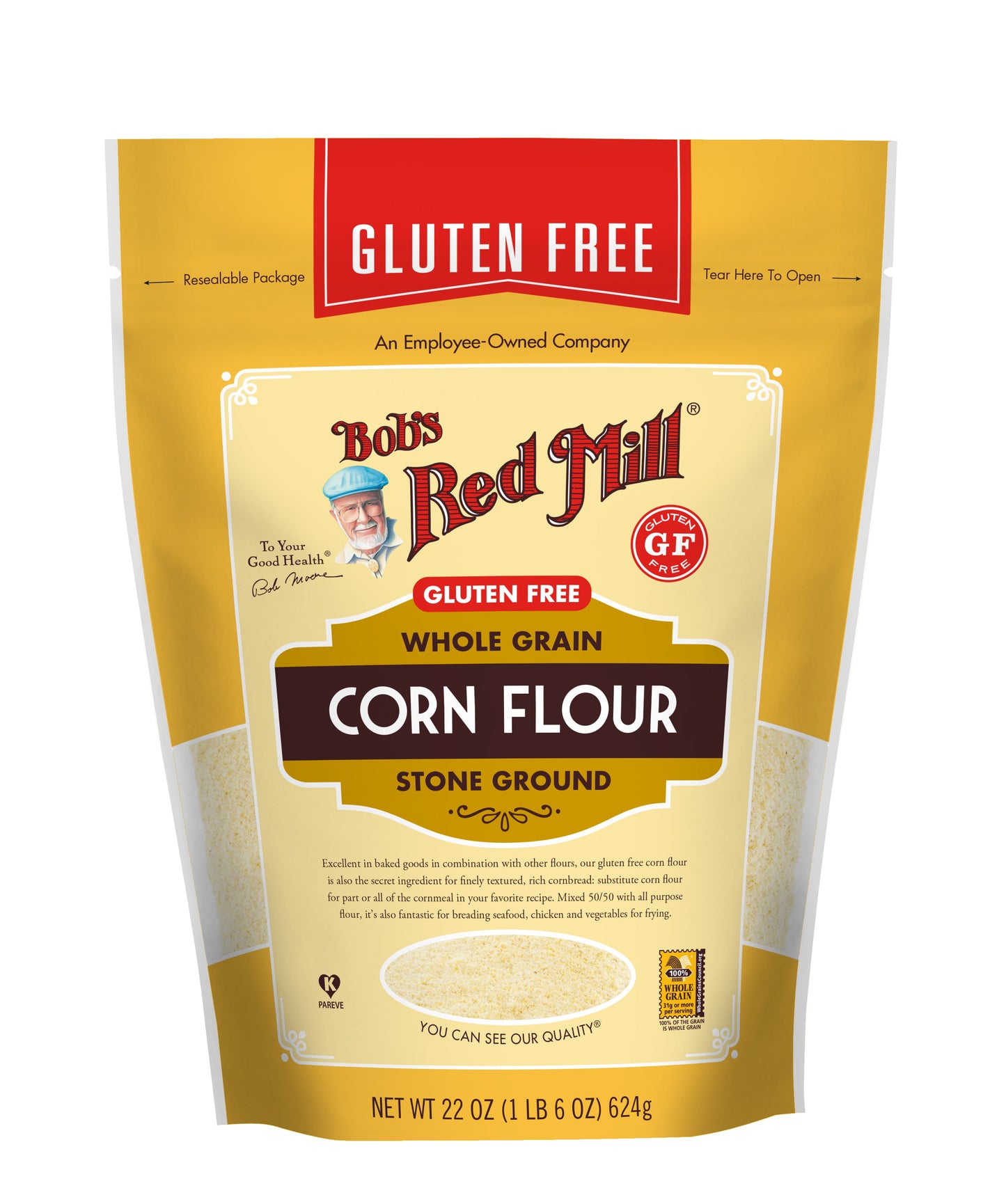 Bob's Red Mill, Gluten Free Whole Grain Corn Flour, Stone Ground, 22 Oz