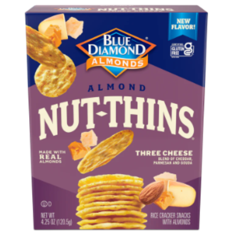 Blue Diamond, Almond Nut Thins, Three Cheese, 4.25 Oz