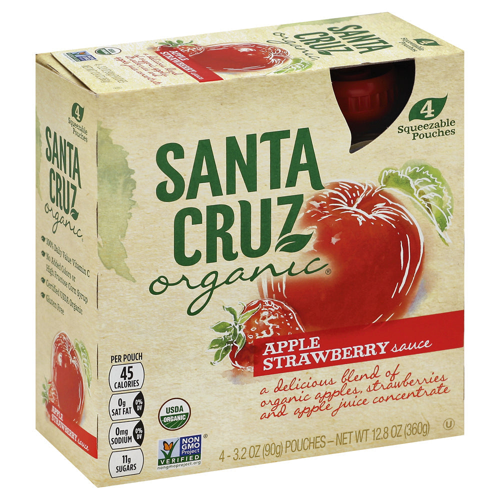 Santa Cruz Organic, Organic Apple Strawberry Sauce, Pack of 4/3.2 Oz